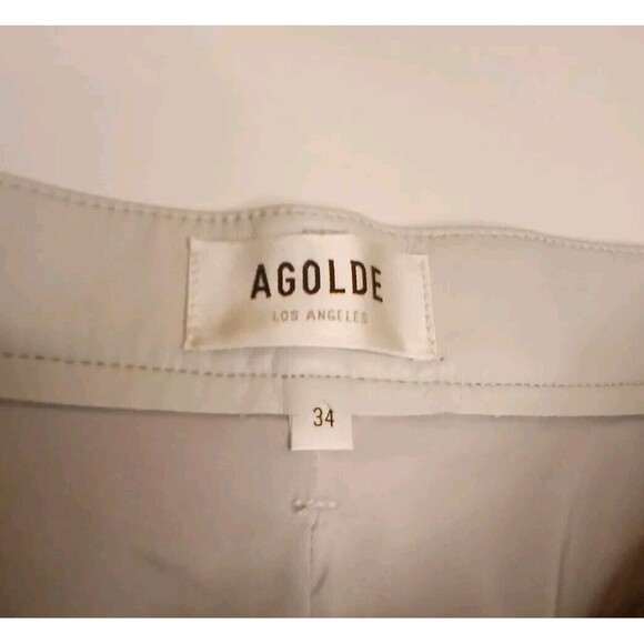 AGOLDE Sz 34 90's Pinch Waist SOFT Recycled Leather Lt Grey Straight Leg  - $348 - Picture 8 of 16